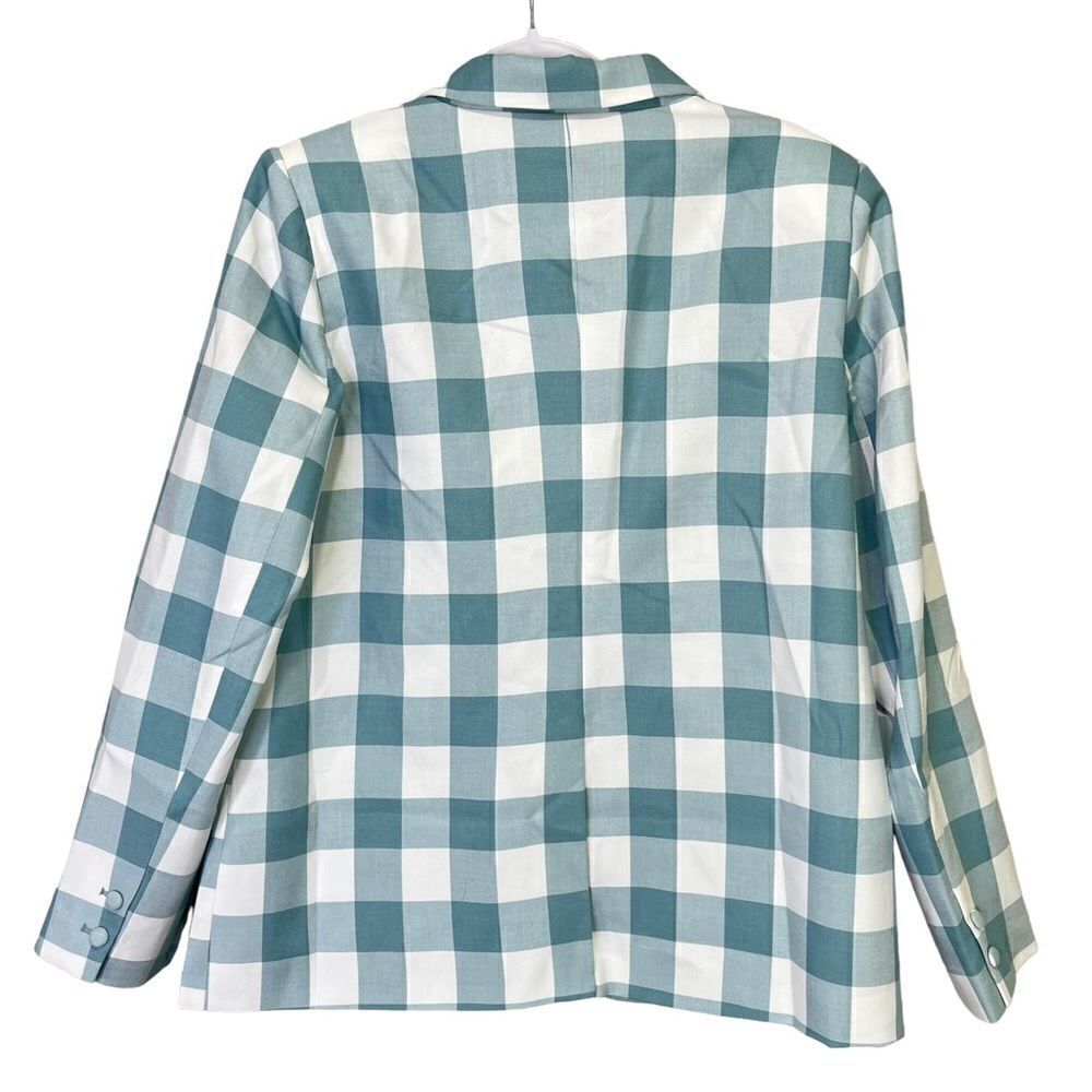 NEW Maeve Anthropologie Gingham Blazer Moss Large - Picture 3 of 9